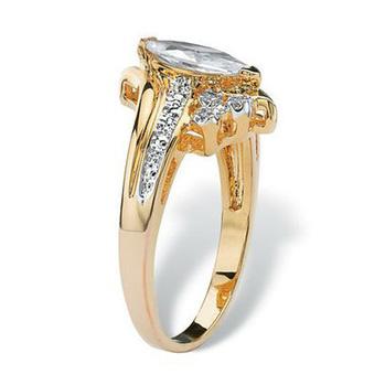 14k Gold Overlay Marquise-Cut Cubic Zirconia Solitaire Ring Rings - DailySale
