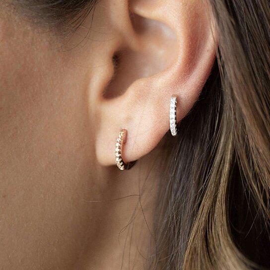14K Gold Plated Cubic Zirconia Cuff Huggie Earrings Earrings - DailySale