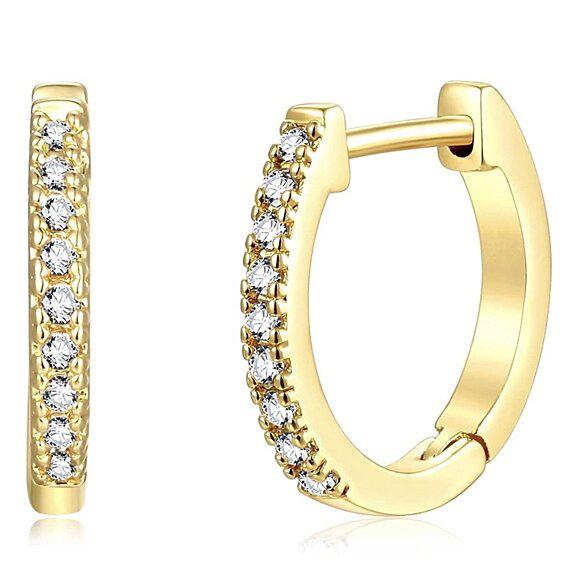 14K Gold Plated Cubic Zirconia Cuff Huggie Earrings Earrings Gold - DailySale