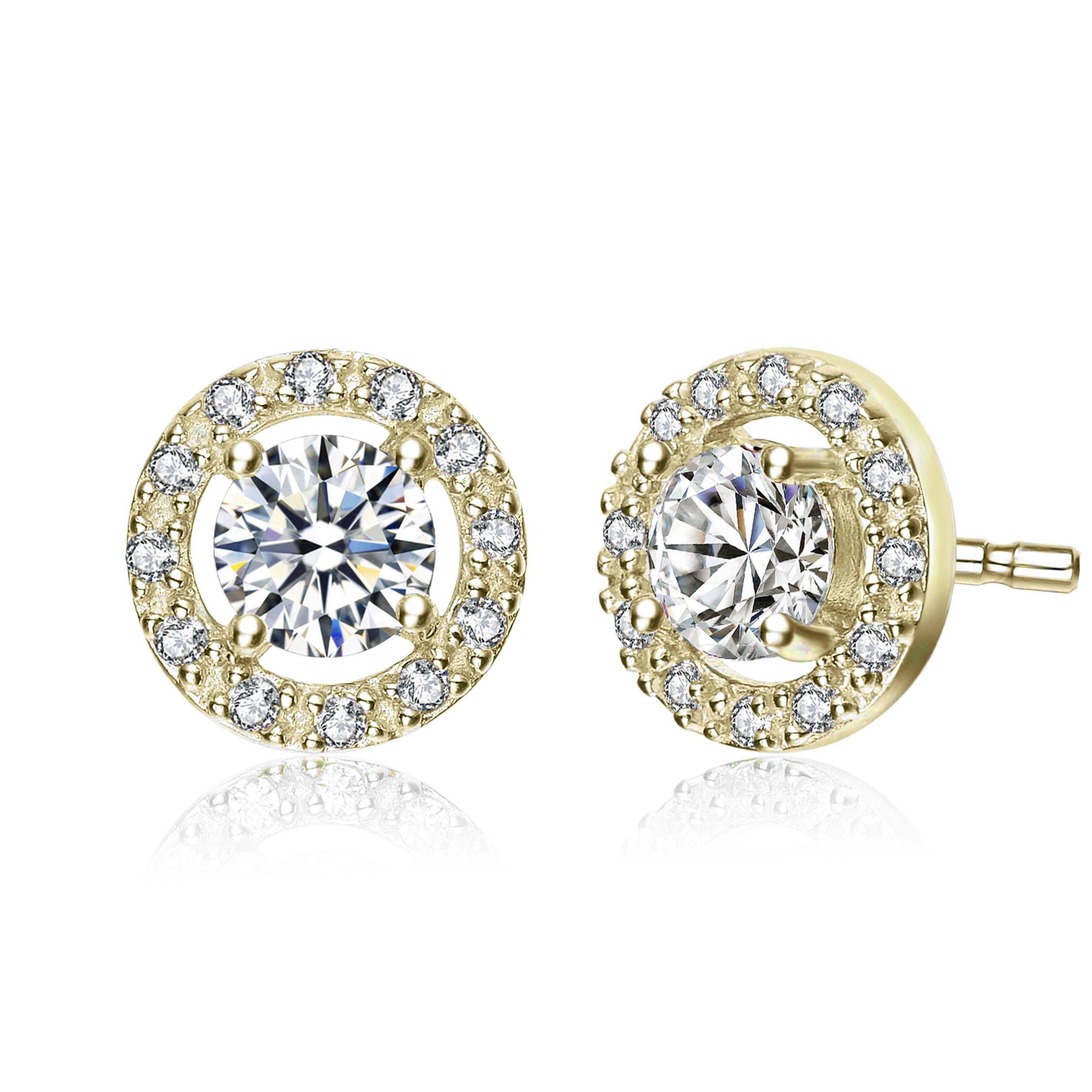 14K Gold Plated Halo CZ Stud Earring Earrings - DailySale