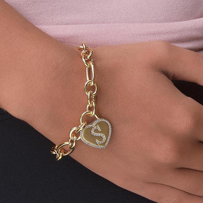 14K Gold Plated Initial Heart Bracelet Bracelets - DailySale