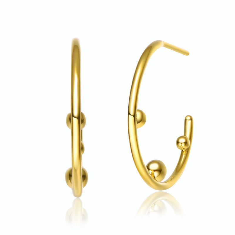 14K Gold Plated Pearl Hoop Earrings Earrings - DailySale