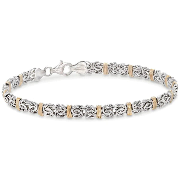 14K Gold Unisex Two Toned 5th Avenue Modern Byzantine Bracelet Bracelets - DailySale