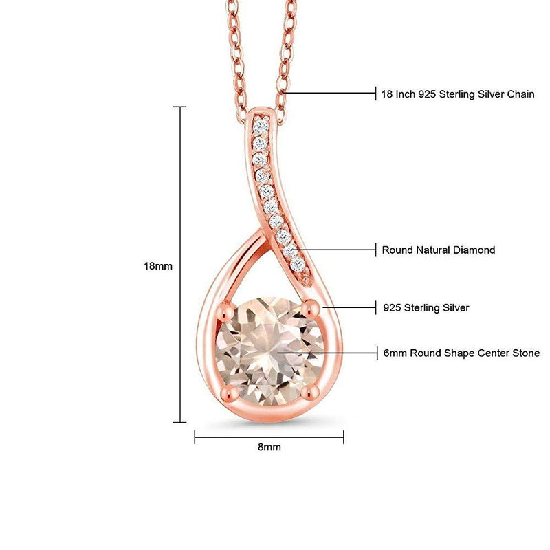 14K Rose Gold 2.00 CTTW Morganite Pave Teardrop Necklace in Jewelry - DailySale