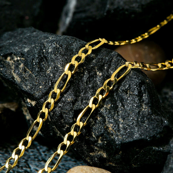 14K Solid Gold Figaro Chain Necklace 3mm Necklaces - DailySale