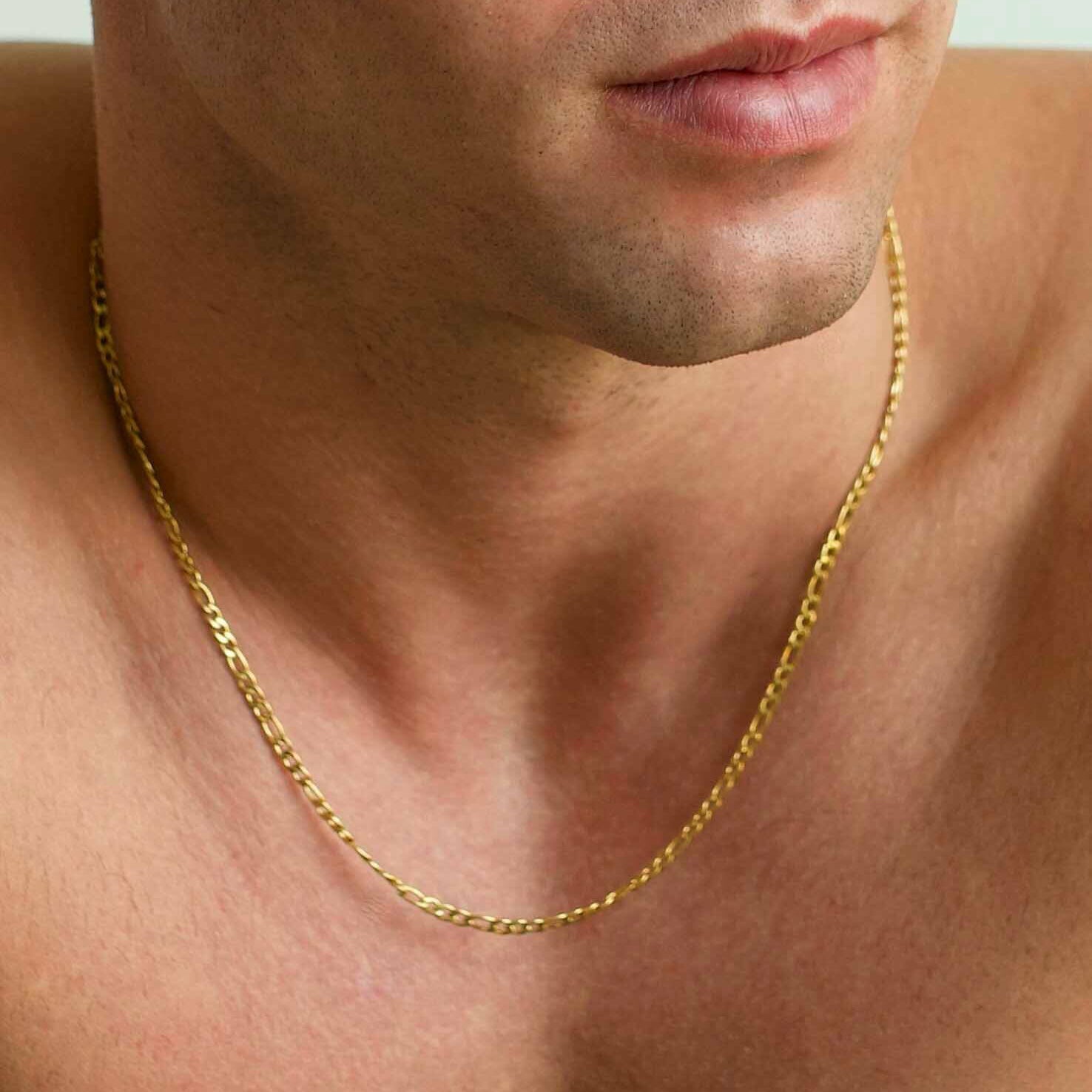 14K Solid Gold Figaro Chain Necklace 3mm Necklaces - DailySale