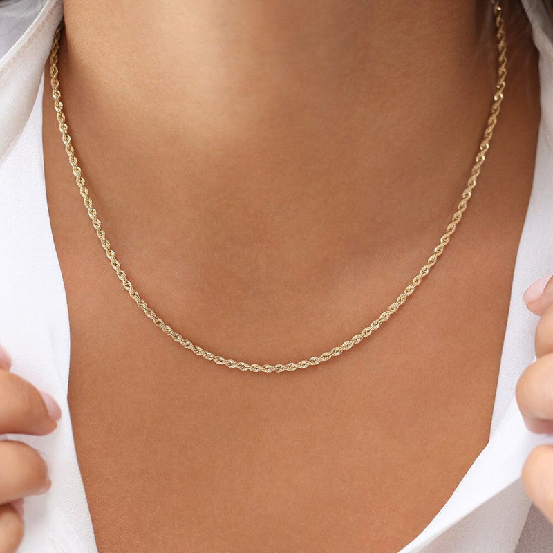 14k Solid Gold Rope Chain 2.5mm Necklaces - DailySale