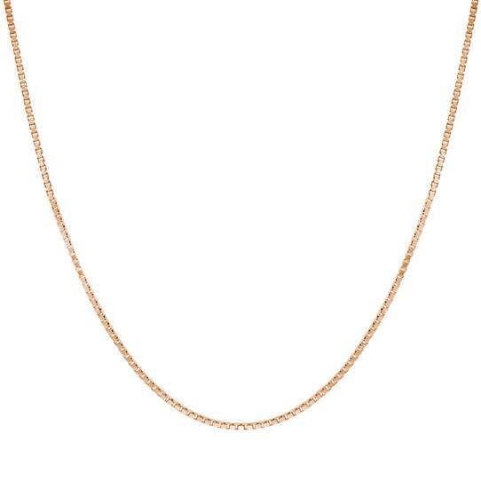 14K Solid Rose Gold Box Necklace Chain .5mm Necklaces 16'' - DailySale