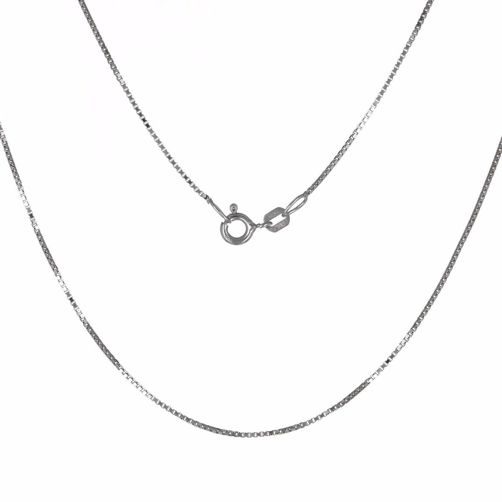 14K Solid White Gold Box Necklace Real Gold Chain Necklaces - DailySale