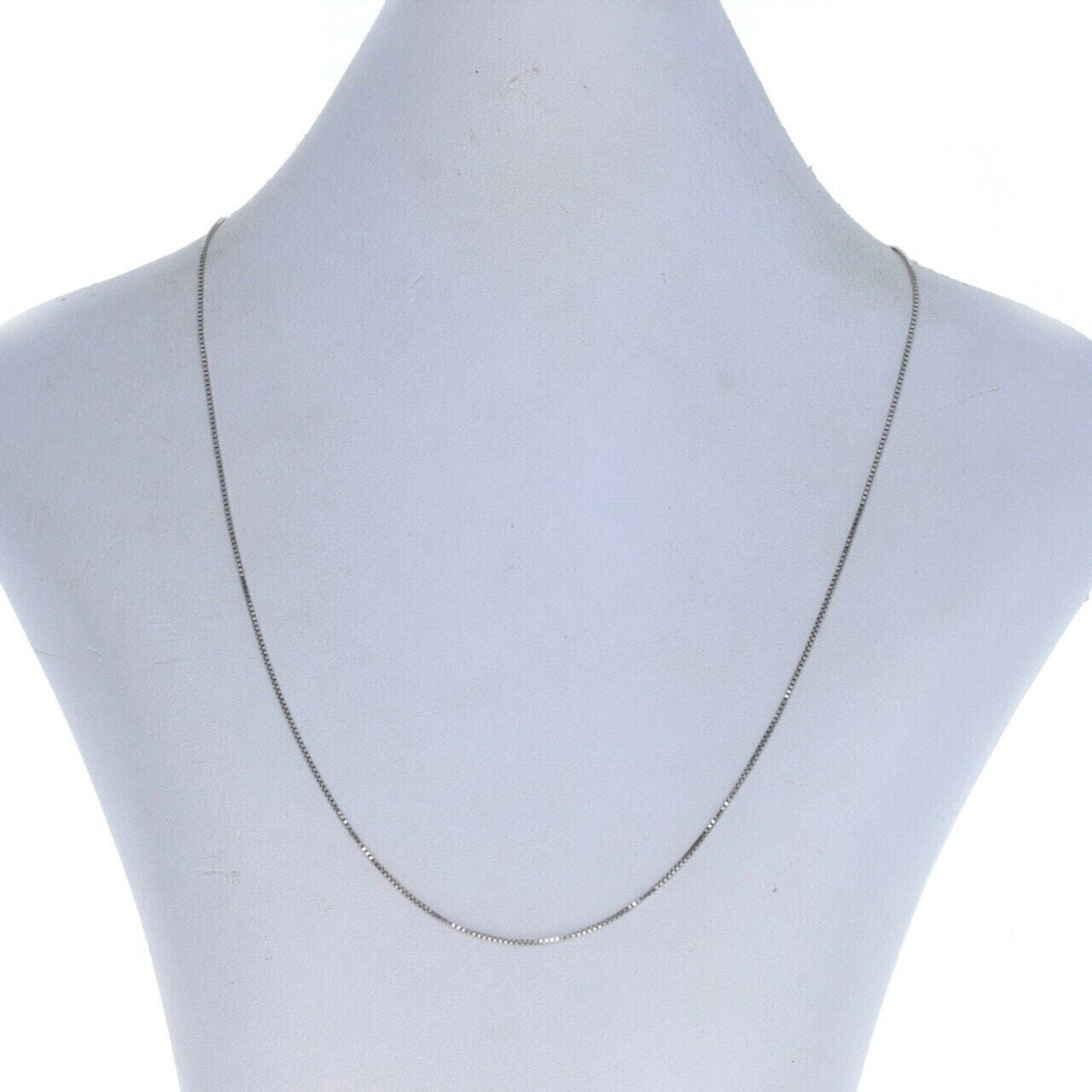 14K Solid White Gold Box Necklace Real Gold Chain Necklaces - DailySale