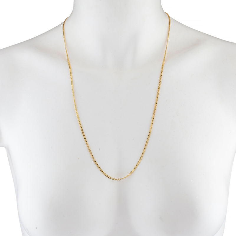 14K Solid Yellow Gold 2mm Cuban Necklace Chain Necklaces - DailySale