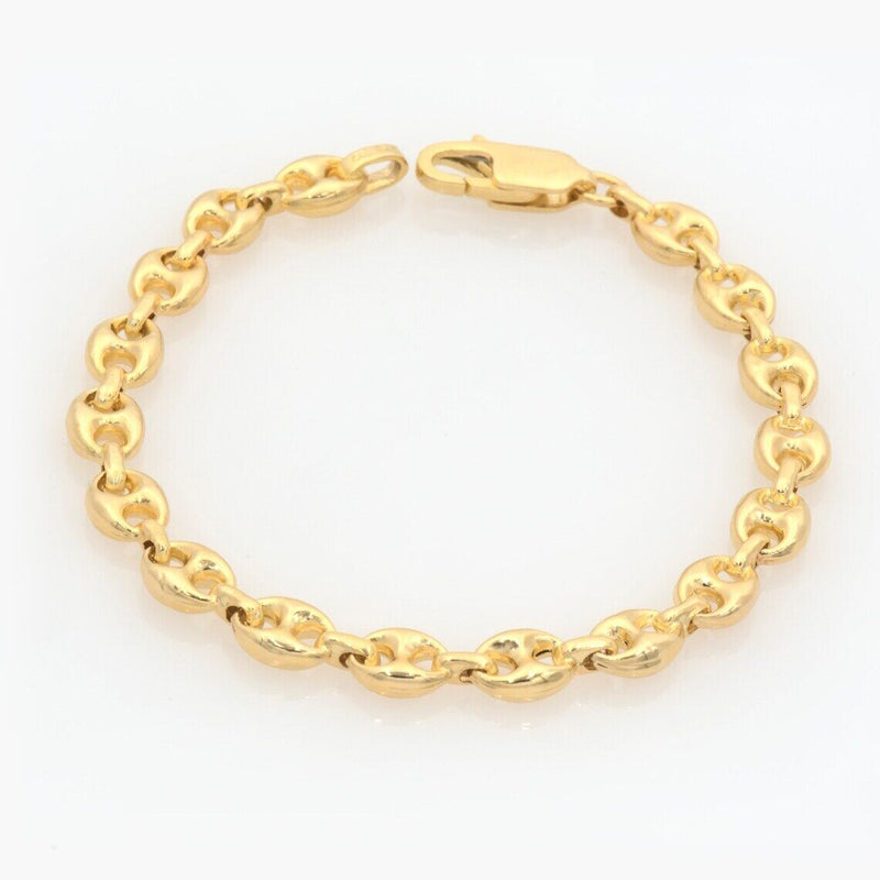 14K Solid Yellow Gold 3mm Puff Mariner Link Necklace Bracelet with Lobster Clasp Necklaces - DailySale