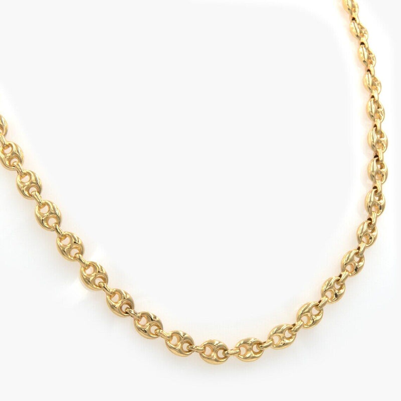14K Solid Yellow Gold 3mm Puff Mariner Link Necklace Bracelet with Lobster Clasp Necklaces - DailySale