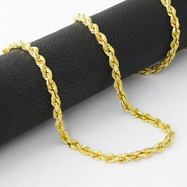 14K Solid Yellow Gold 3mm Rope Necklace Chain Necklaces - DailySale