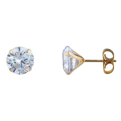 14K Solid Yellow Gold Brilliant Bright Round AAA CZ Stud Earring Jewelry 2MM - DailySale