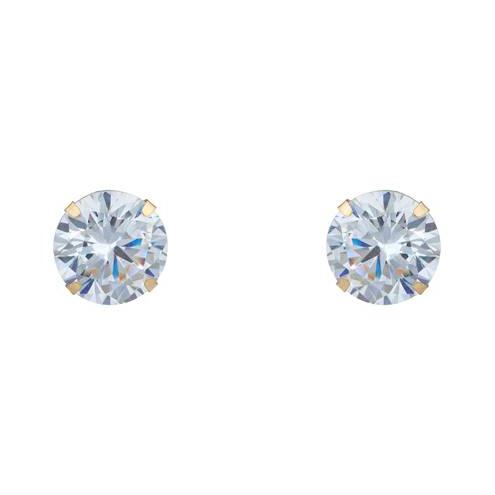 14K Solid Yellow Gold Brilliant Bright Round AAA CZ Stud Earring Jewelry - DailySale