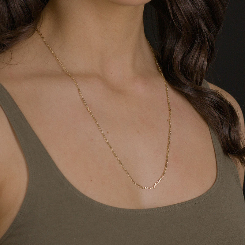 14K Solid Yellow Gold Figaro Chain Necklace Necklaces - DailySale