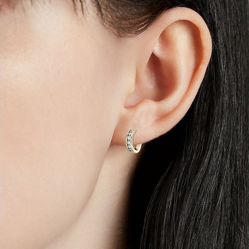 14K Solid Yellow Gold Round Huggies Hoops Earrings 11mm Earrings - DailySale