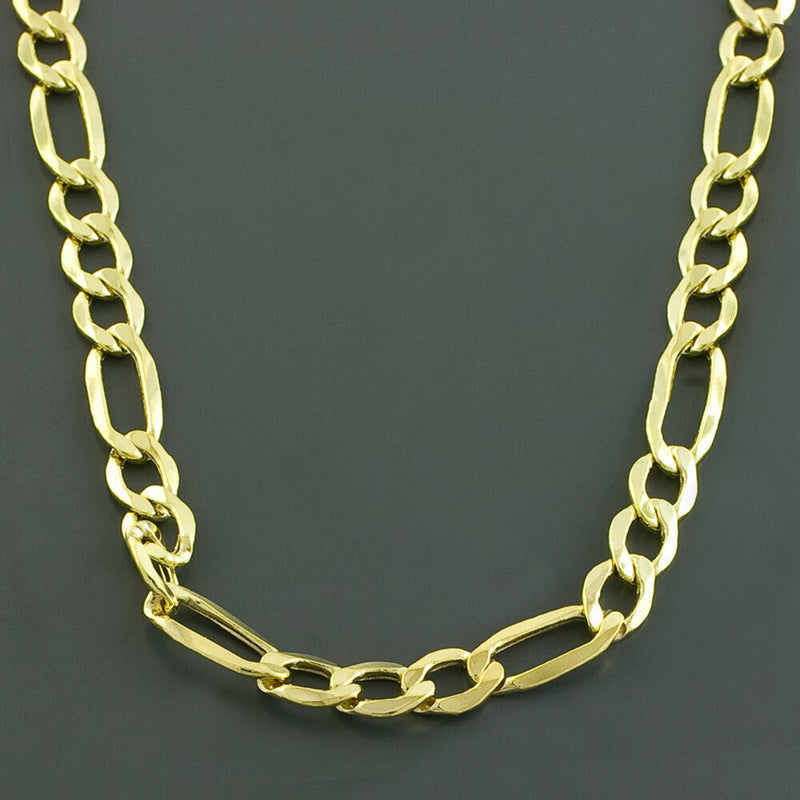 14K Solid Yellow Gold Thick Figaro Chain Necklace Necklaces - DailySale
