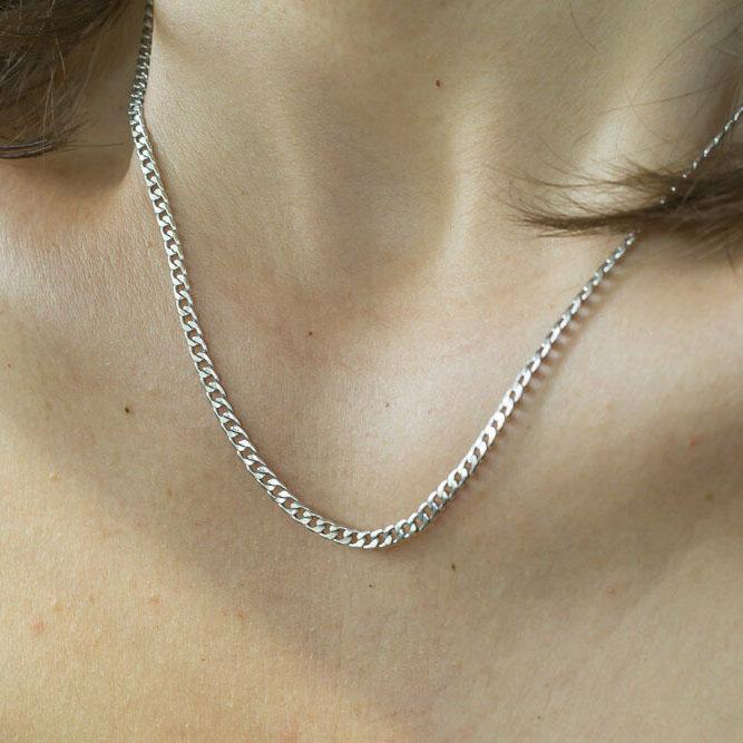 14K White Gold Men Women Cuban Link Chain Necklace Necklaces - DailySale