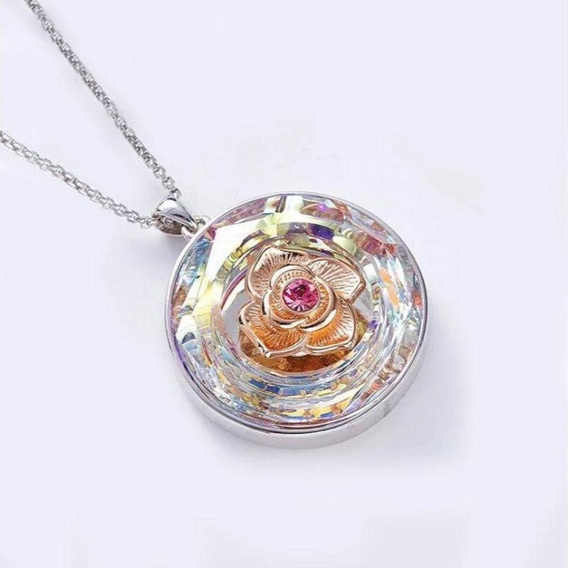 14K White Gold Plated Floral Design Circular Pendant Necklace Jewelry - DailySale