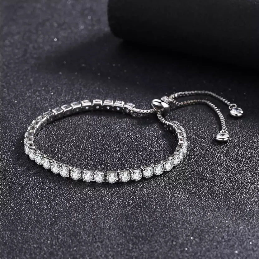 14K White Gold Tennis Bracelets with Crystals from Swarovski Adjustable Bracelets - DailySale