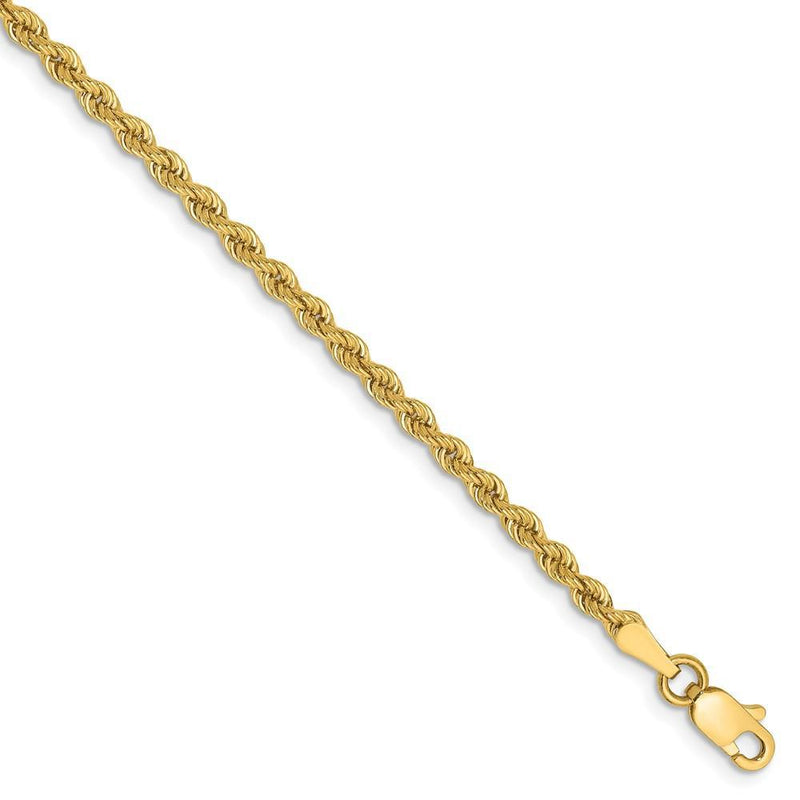 14K Yellow Gold 2.50 MM Rope Chain Diamond-Cut Necklaces 16" - DailySale