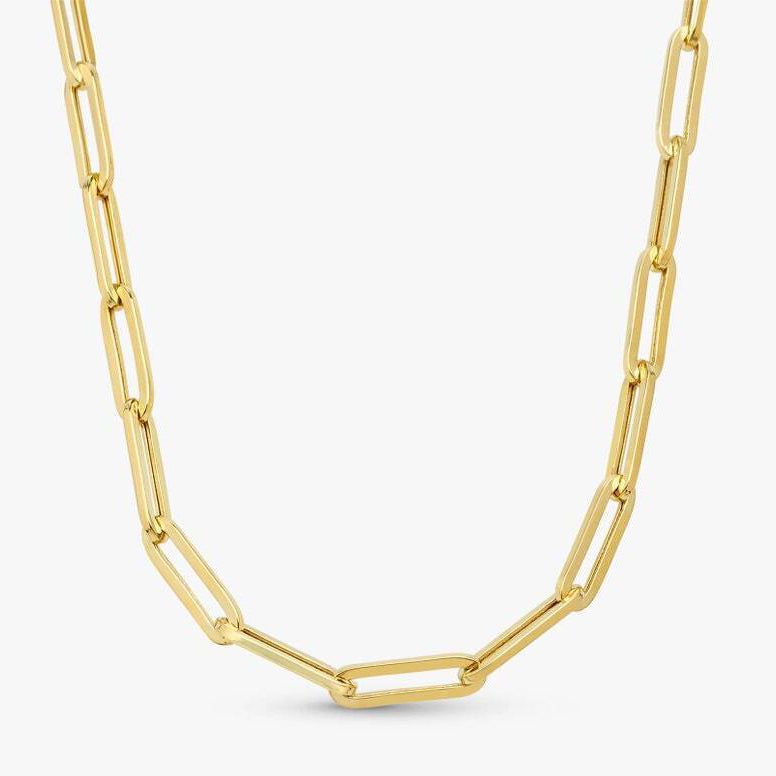 14k Yellow Gold 4mm Paperclip Chain Cable Link Necklace Necklaces 7.5" - DailySale