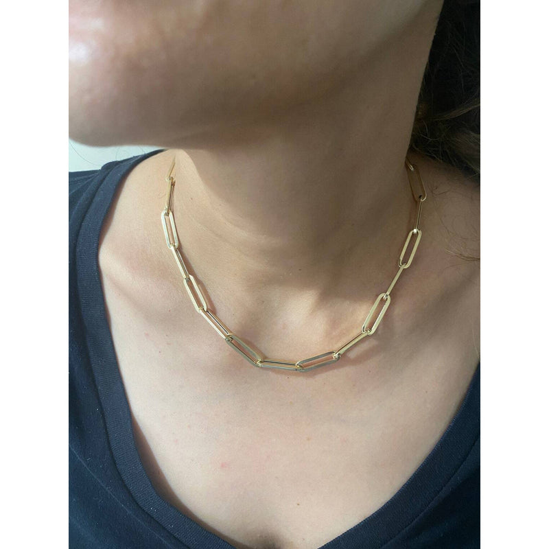 14k Yellow Gold 4mm Paperclip Chain Cable Link Necklace Necklaces - DailySale