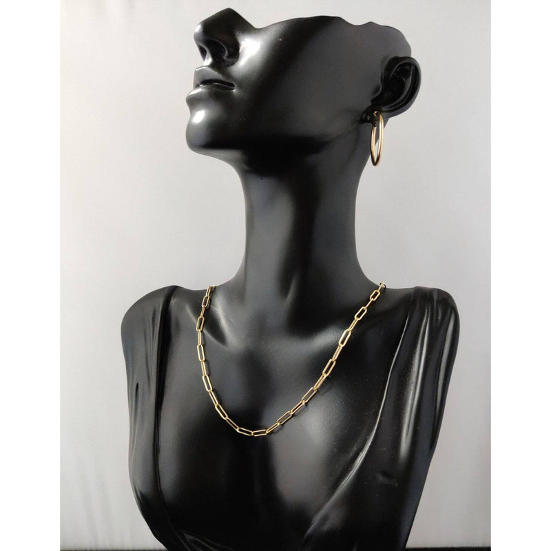14k Yellow Gold 4mm Paperclip Chain Cable Link Necklace Necklaces - DailySale