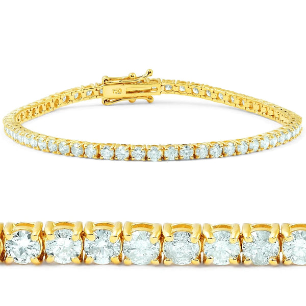 14K Yellow Gold Diamond 3mm Tennis Bracelet and Necklace Necklaces 7'' - DailySale