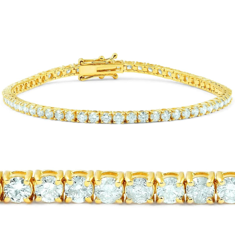 14K Yellow Gold Diamond 4mm Tennis Bracelet & Necklace Necklaces 7" - DailySale