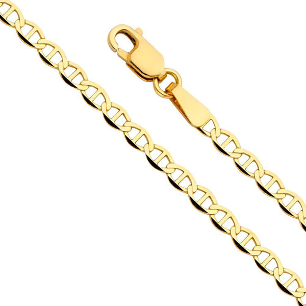 14K Yellow Gold Over 925 Silver Flat Mariner Chain 2MM Necklaces 16 - DailySale