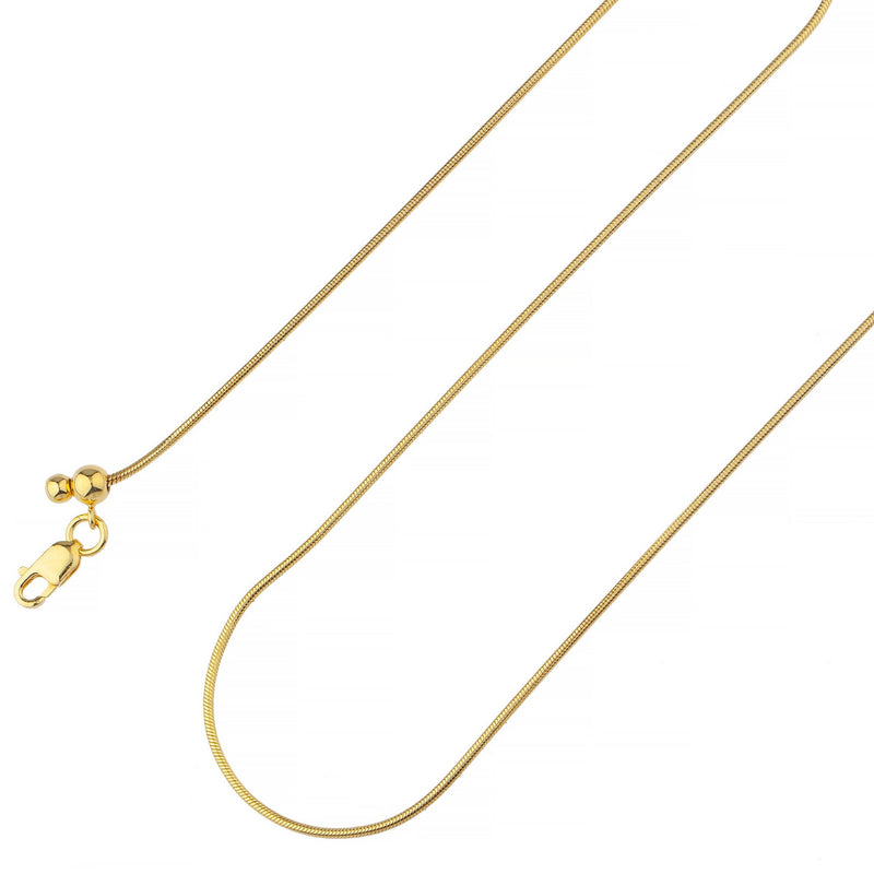 14k Yellow Gold Over 925 Sterling Silver Adjustable Round Snake Chain Necklaces - DailySale