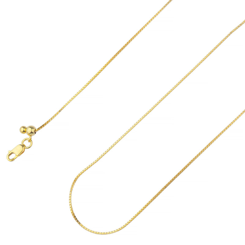 14K Yellow Gold Over 925 Sterling Silver Box Chain 1.00 MM Necklaces - DailySale