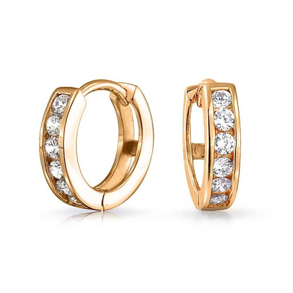 14K Yellow Gold Plating and CZ Huggie Earring Earrings - DailySale