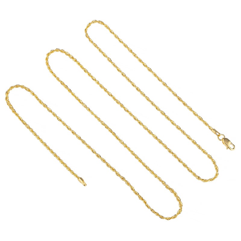 14K Yellow Gold Solid Rope Chain Necklaces 16" - DailySale