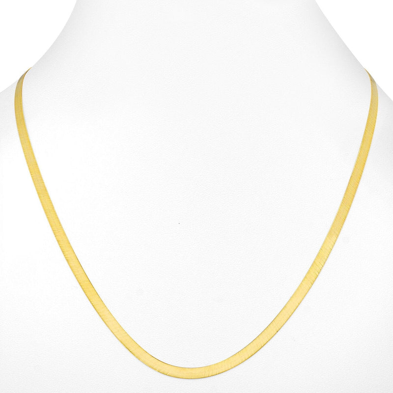 14K Yellow Gold Solid Womens 4mm High Polish Silk Herringbone Chain Necklace Necklaces - DailySale