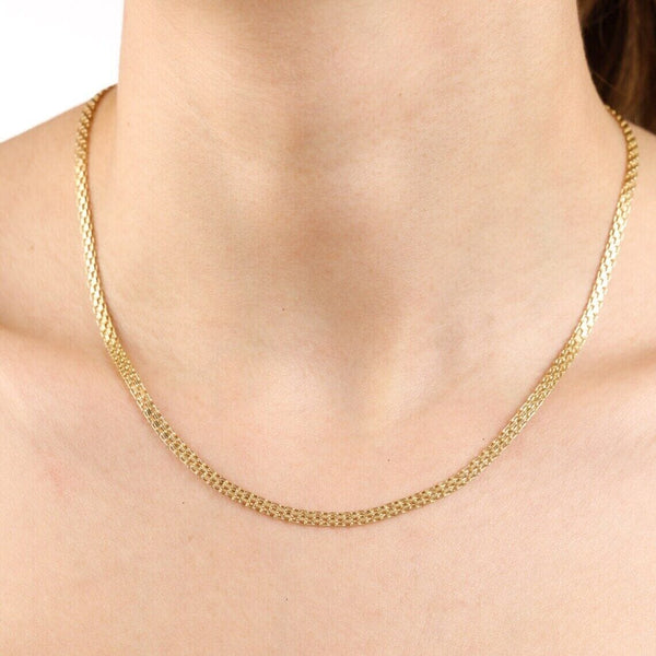 14K Yellow Solid Gold Round Bismark Chain Necklace 2.00mm Necklaces - DailySale