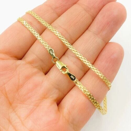 14K Yellow Solid Gold Round Bismark Chain Necklace 2.00mm Necklaces - DailySale