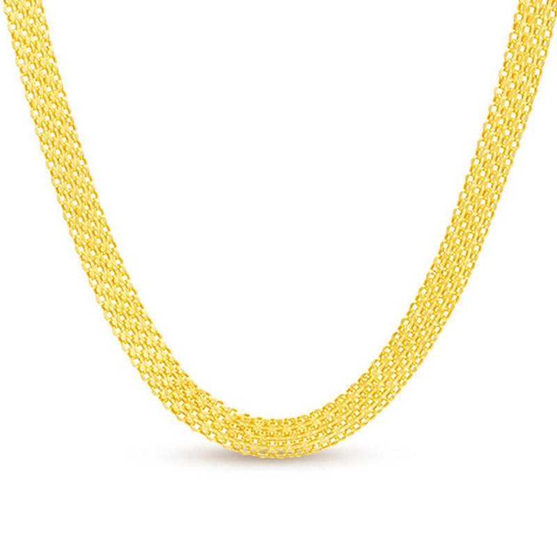 14K Yellow Solid Gold Round Bismark Chain Necklace 6MM Necklaces 16" - DailySale