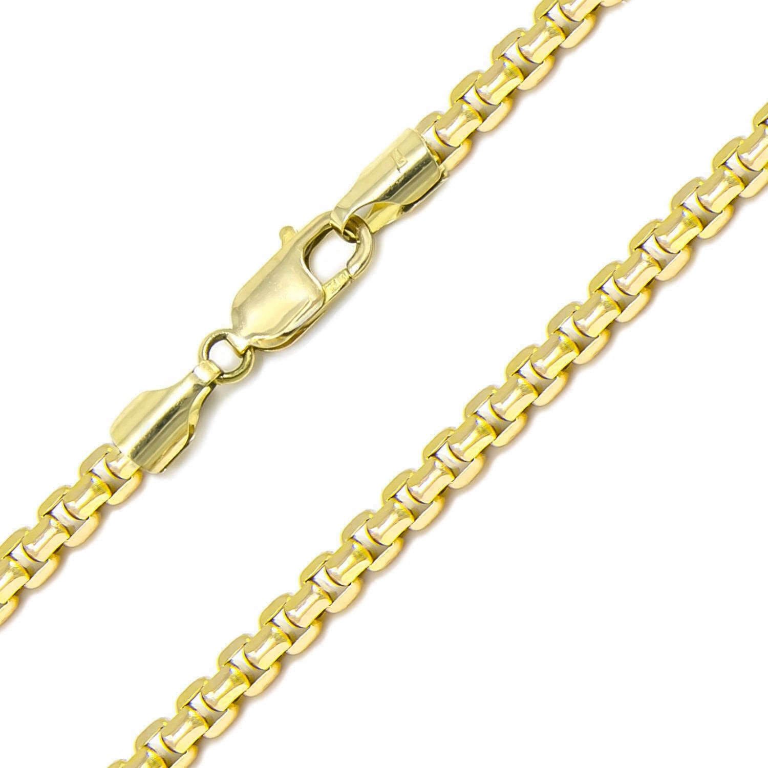 14K Yellow Gold Round Box Link Bracelet