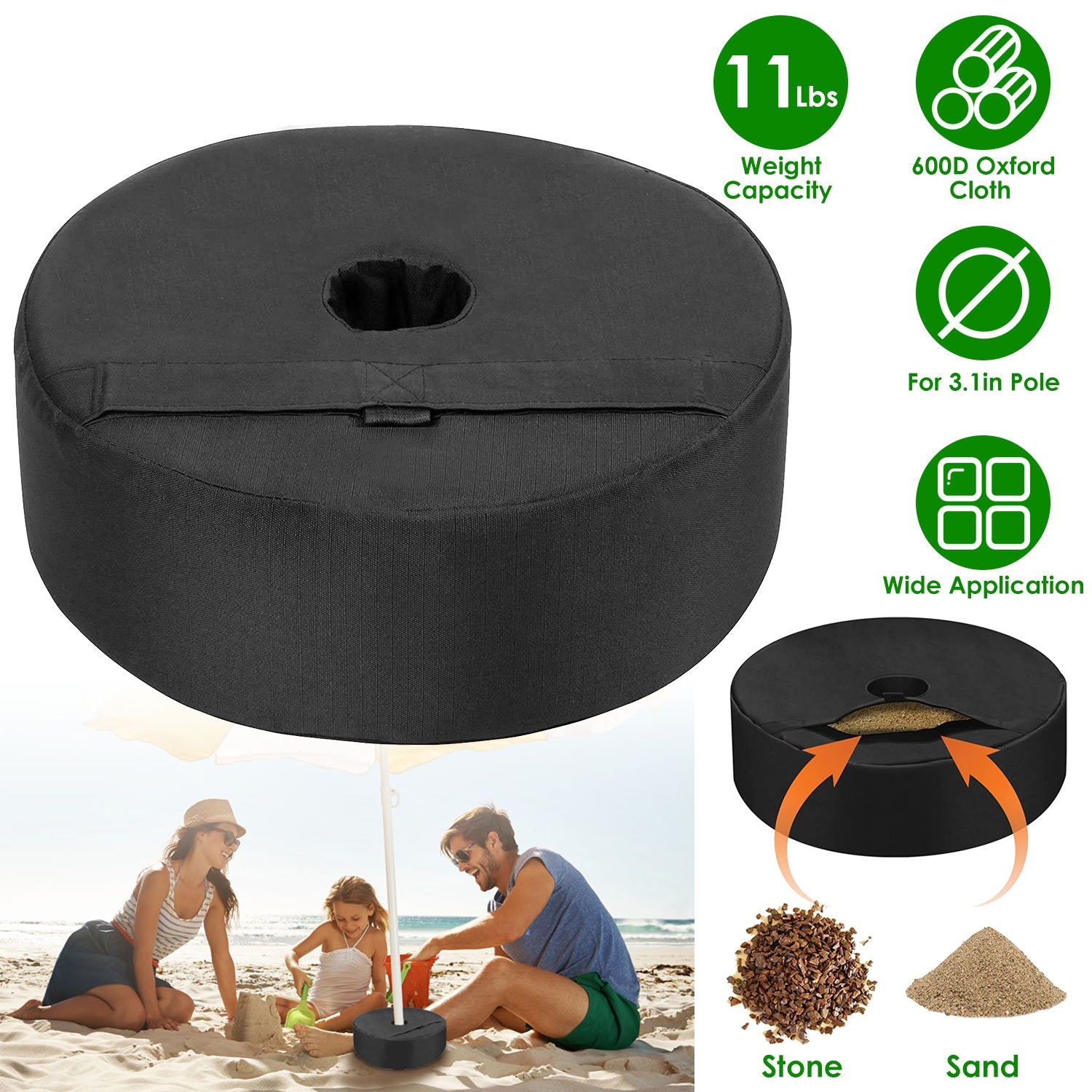 15” Patio Umbrella Base Weight Bag Sports & Outdoors - DailySale