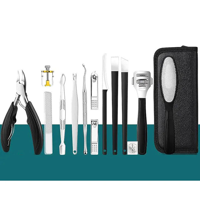 15-Piece: Nail Clipper Pedicure Set Beauty & Personal Care Black - DailySale