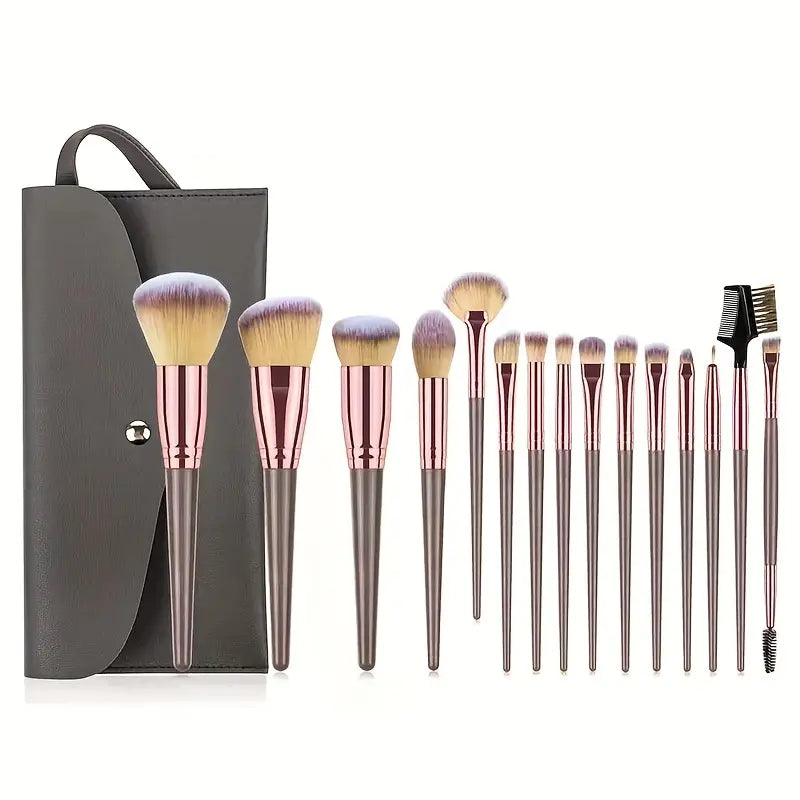 15-Pieces Set: Professional Makeup Brush Beauty & Personal Care Champagne - DailySale