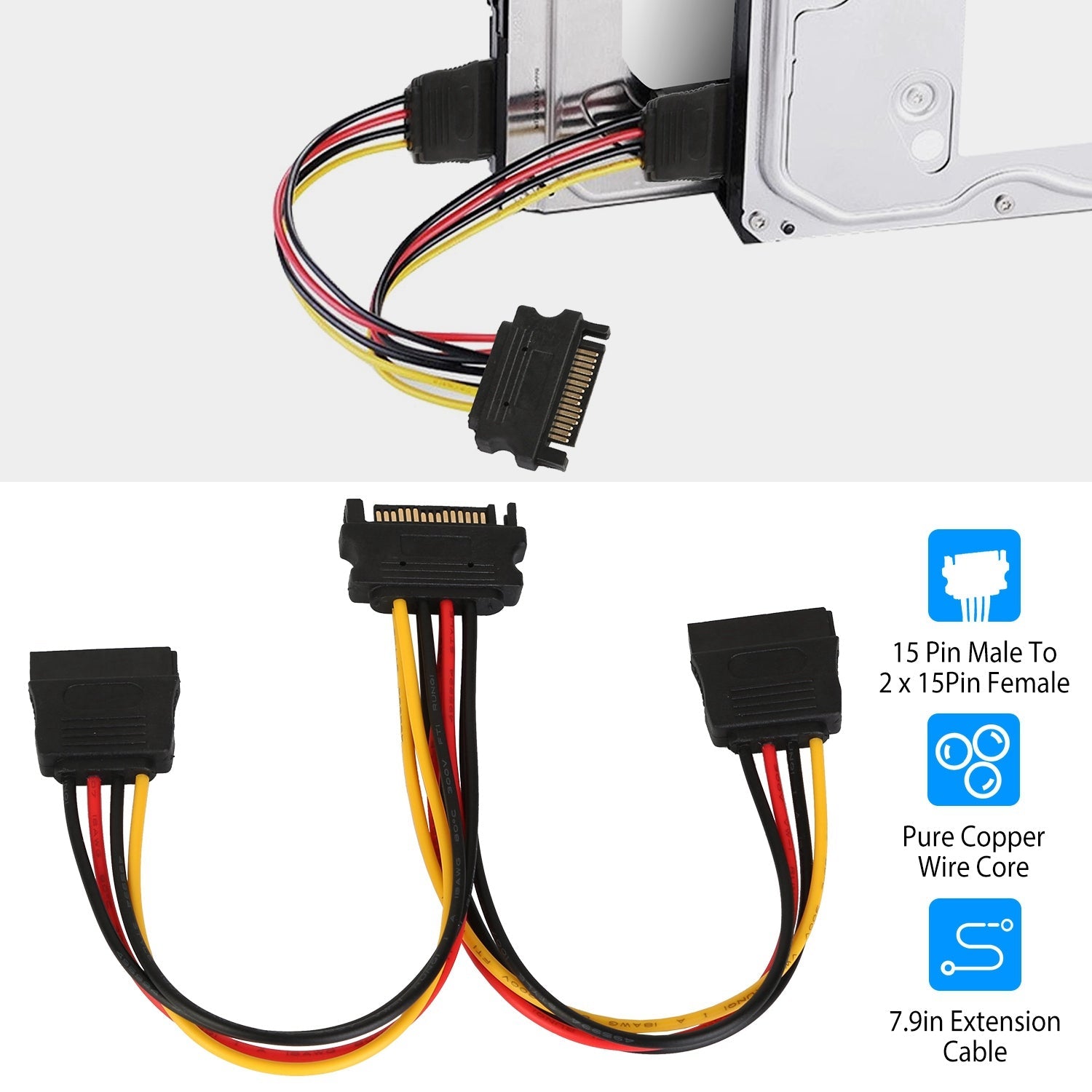 15 Pin Y Splitter Cable Adapter TV & Video - DailySale