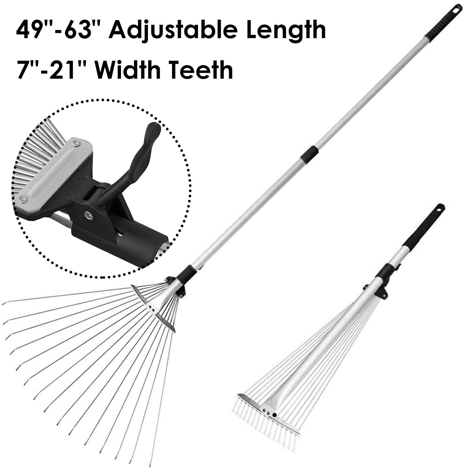 15-Teeth Expanding Stainless Steel Rake Garden & Patio - DailySale