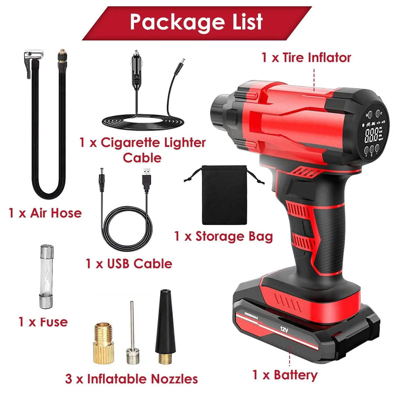 150 PSI 12V Portable Cordless Tire Pump 6000mAh Rechargeable with LED Light Automotive - DailySale
