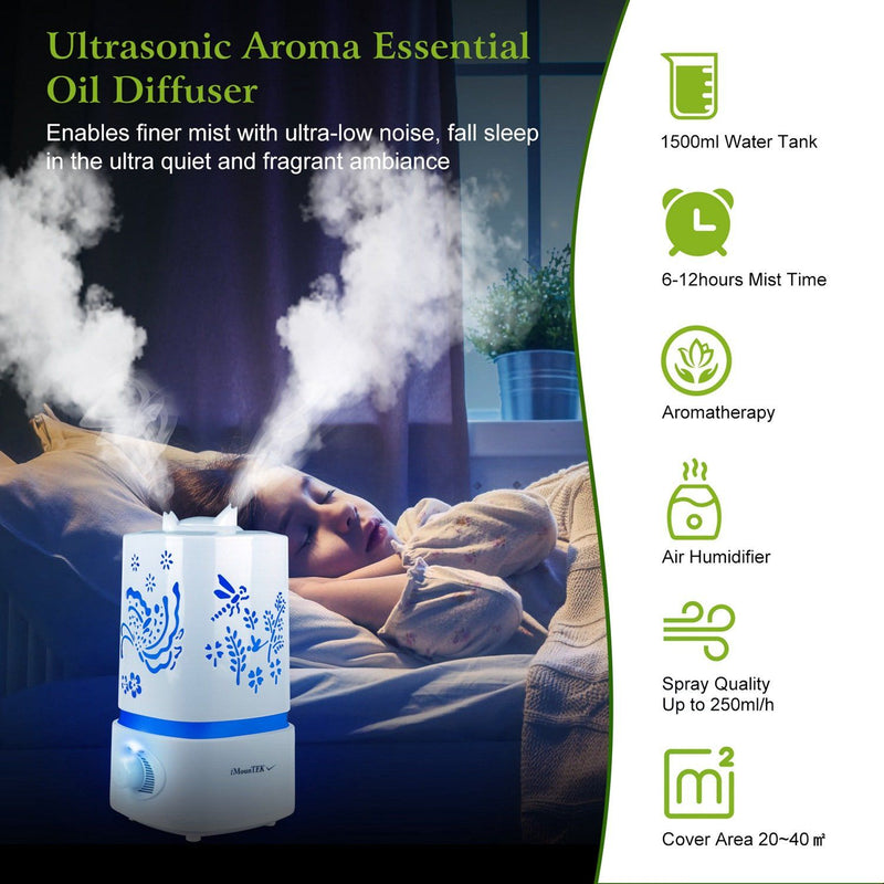 1500ml Ultrasonic Aroma Essential Oil Diffuser Wellness - DailySale