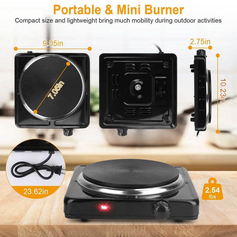 1500W Portable Heating Hot Plate Stove Countertop with Non Slip Rubber Kitchen Appliances - DailySale